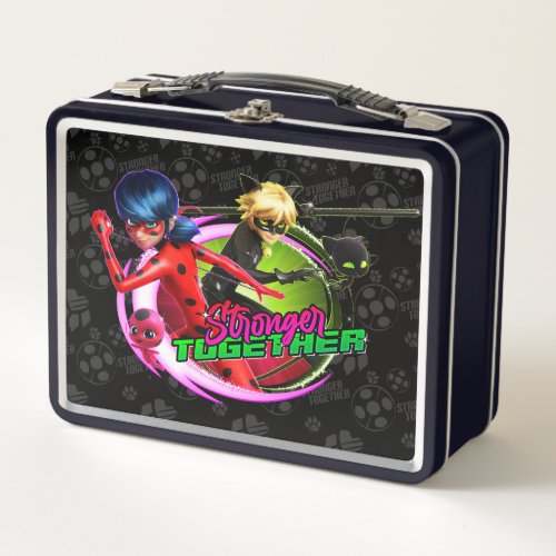 Ladybug  Cat Noir  Stronger Together Metal Lunch Box