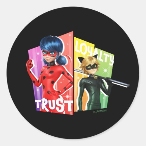 Ladybug  Cat Noir  Trust  Loyalty Classic Round Sticker