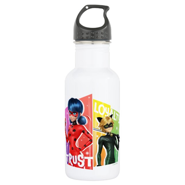 Ladybug & Cat Noir | Trust & Loyalty Stainless Steel Water Bottle (Front)
