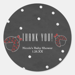 Ladybug Chalkboard Dots Chalk Favor Stickers