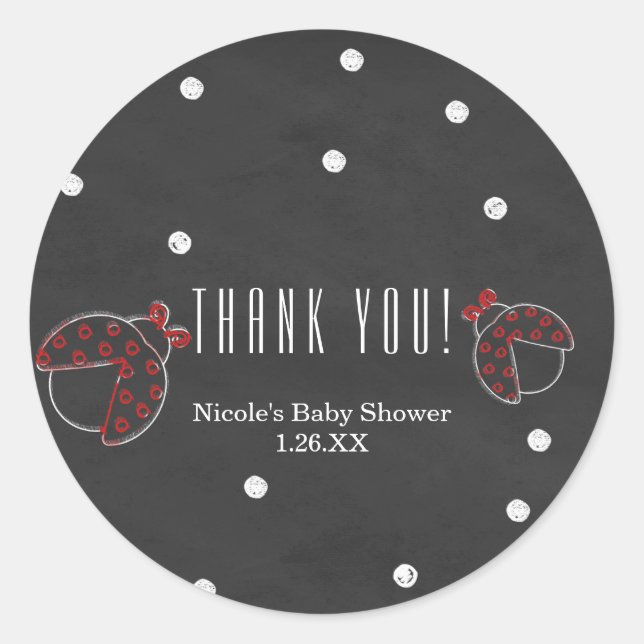 Ladybug Chalkboard Dots Chalk Favor Stickers (Front)