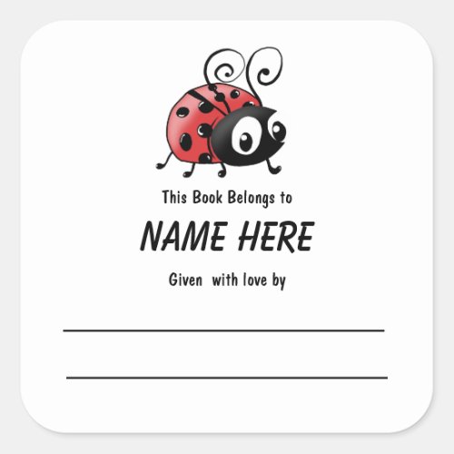 Ladybug Childrens Bookplate With Message
