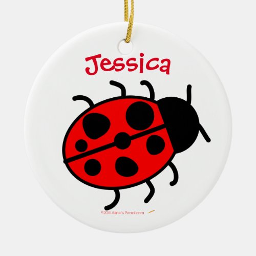 Ladybug Christmas Ornament Add Your Name and Text