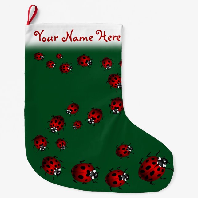 Ladybug Christmas Stocking Personalized Ladybird (Front)