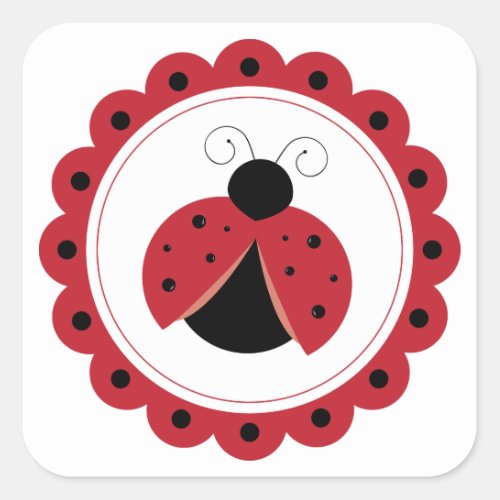 Ladybug Circle Square Sticker