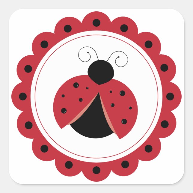 Ladybug Circle Square Sticker (Front)