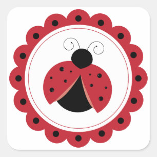 Ladybug Circle Square Sticker
