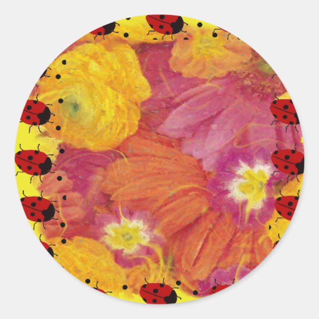 Ladybug Classic Round Sticker (Front)