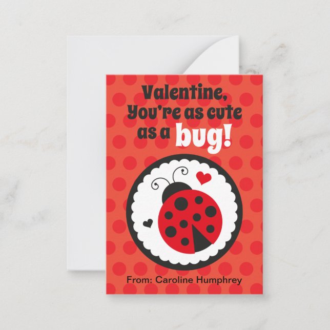 Ladybug Classroom Valentine Cards for Kids (Front)