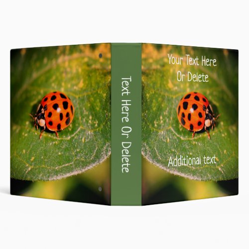 Ladybug Close Up Nature Personalized 3 Ring Binder