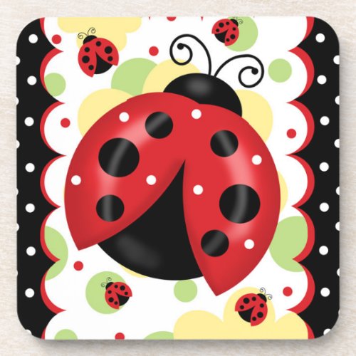 Ladybug Coaster With Cork Back