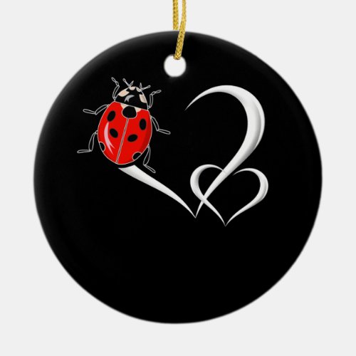 Ladybug Collecting Beetles Bug Heart Ladybird Ceramic Ornament