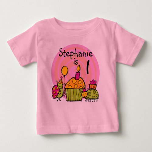Ladybug Cupcake Customizable Birthday T_shirt