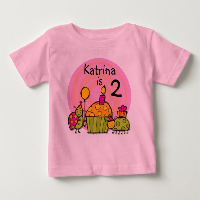 Ladybug Cupcake Customizable Birthday T-shirt (Front)