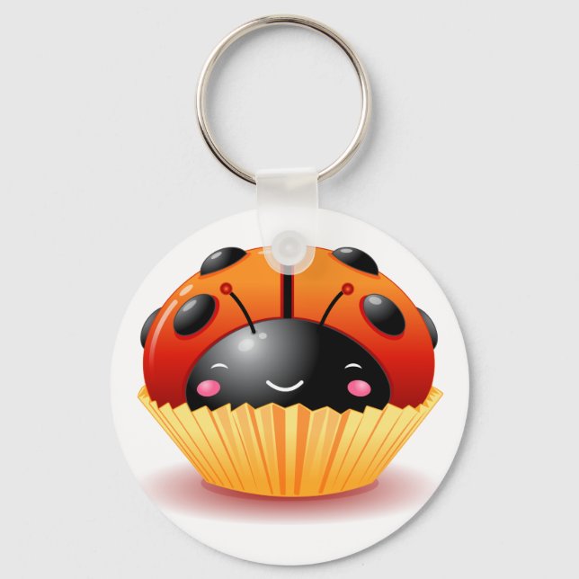 Ladybug Cupcake Keychain (Front)