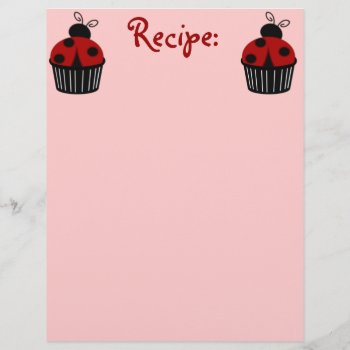 Ladybug Cupcake Recipe Paper by LulusLand at Zazzle