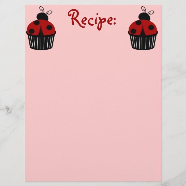Ladybug Cupcake Recipe Paper (Front)