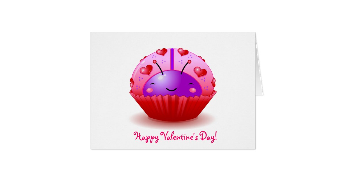 Ladybug Cupcake Valentine's Day Card | Zazzle