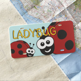 Ladybugs Love Bugs Blue Hearts Auto License Plate Personalize Any Name Or Text 