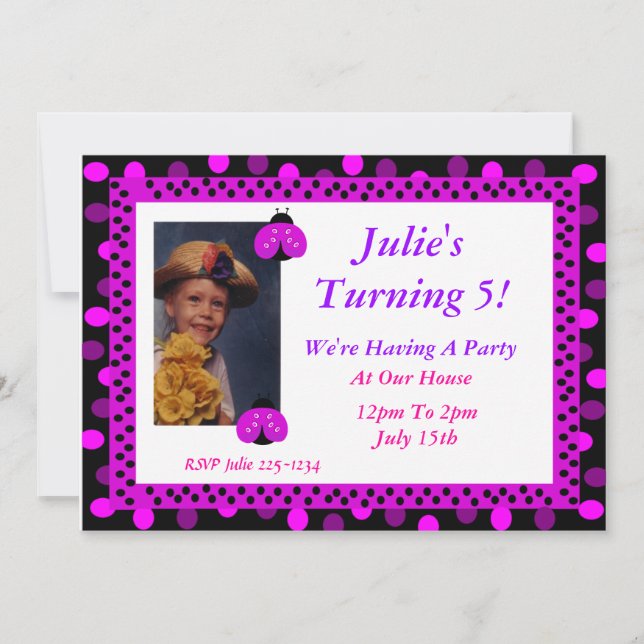 Ladybug Custom Photo Invitation (Front)
