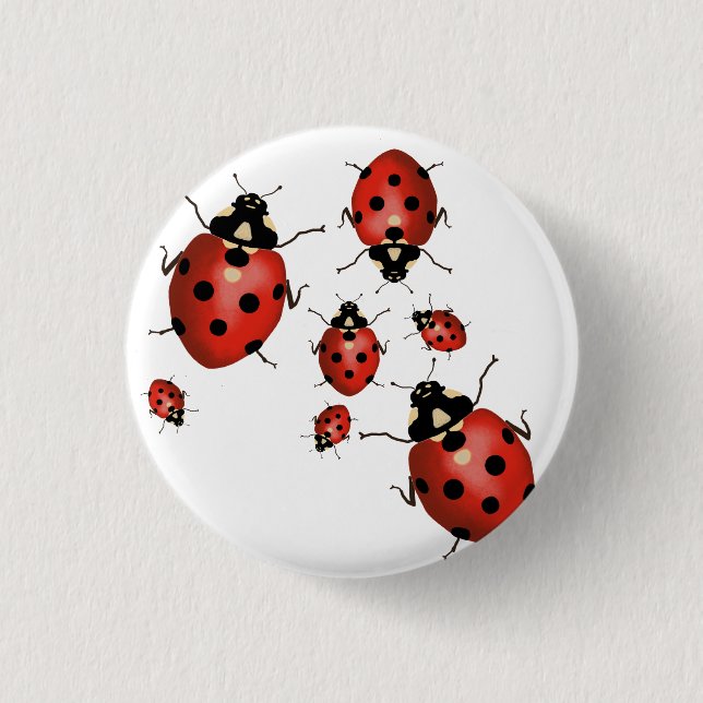 Ladybug Cute Hand-Drawn Red and Black Button (Front)