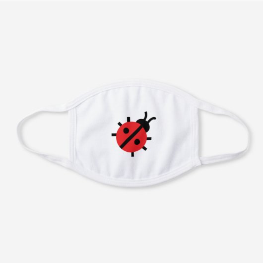 Ladybug Cute Kids Summer Cartoon White Cotton Face Mask (Front)