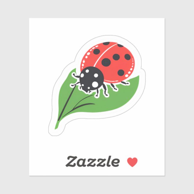 Ladybug | Cute Leaf Ladybug Red Green Sticker (Sheet)