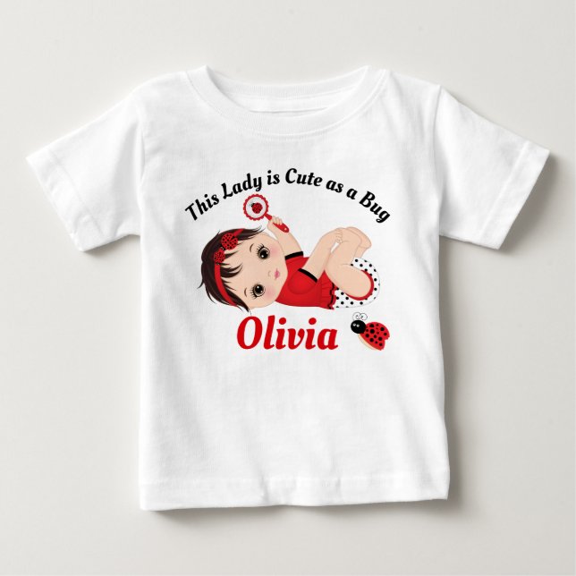 Ladybug Cute Little Girl Baby T-Shirt (Front)