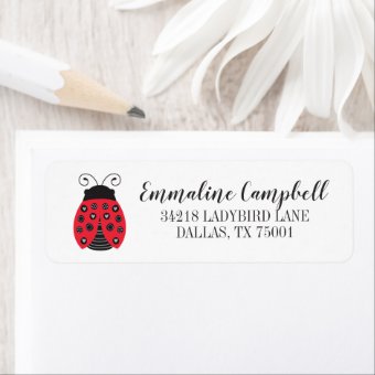 Ladybug Cute Red Address Label | Zazzle