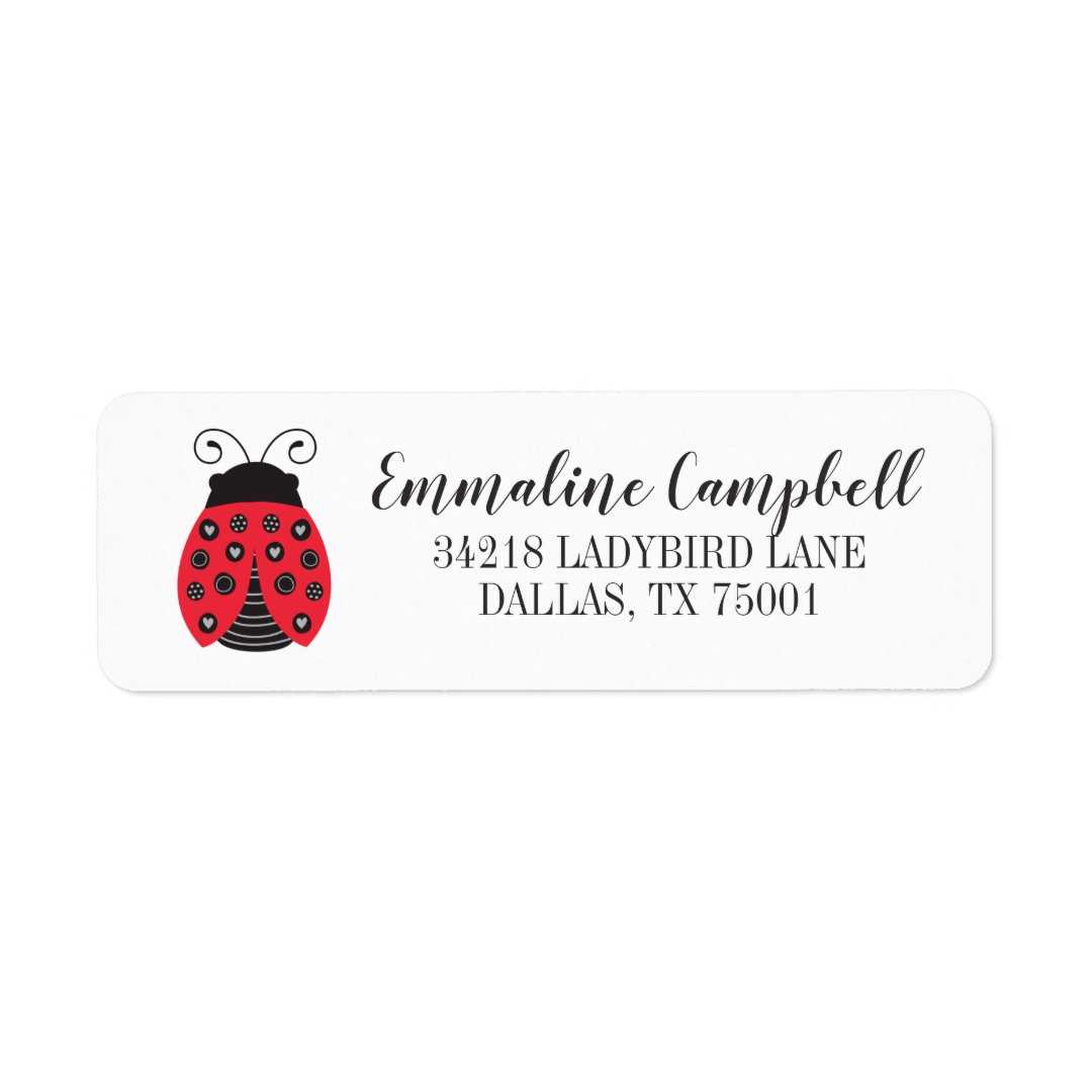 Ladybug Cute Red Address Label | Zazzle