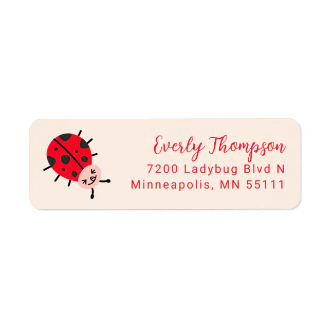 Ladybug Cute Return Address Label | Zazzle