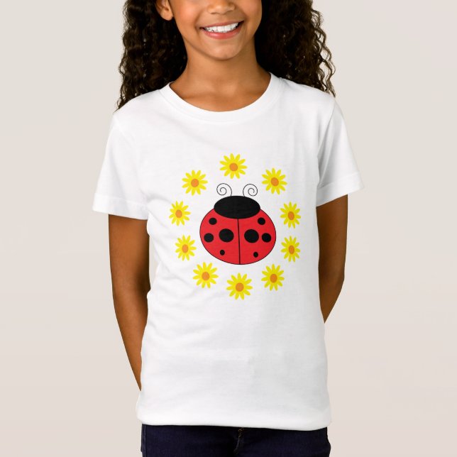 Ladybug Daisies Girls T-Shirt (Front)