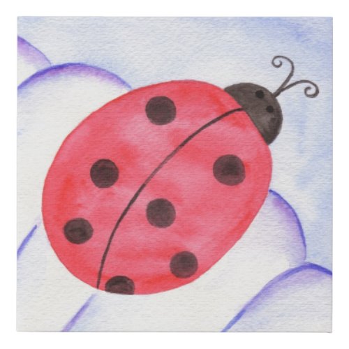 Ladybug Daisy Art Faux Canvas Print
