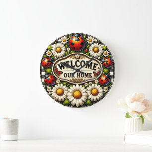 Ladybug Daisy Welcome Home Wall Large Clock