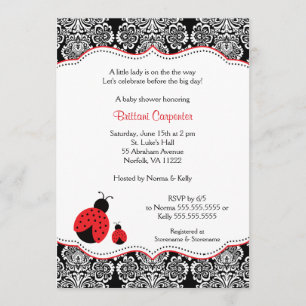 Ladybug Damask Baby Shower Birthday Party invite