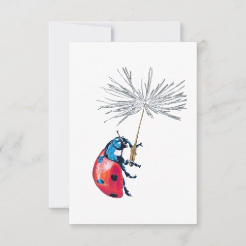 Ladybug  Dandelion Seed Postcard Style Note Card