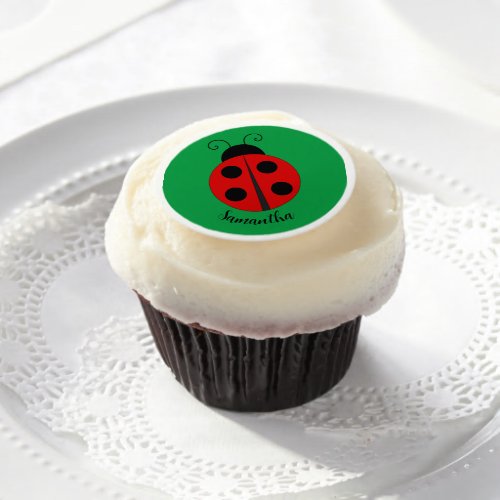 Ladybug Design Edible Frosting Round