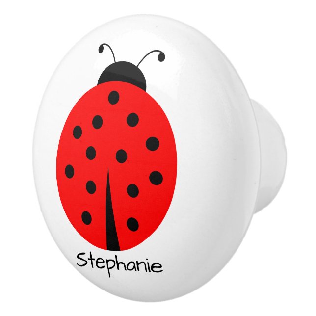 Ladybug Design Personalised Ceramic Knob (Right)