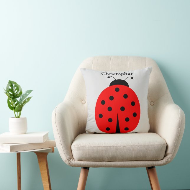 Ladybug Design Personalised Throw Pillow (Chair)