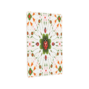 Ladybug Design Red, Green, on White Metal Print