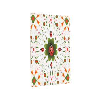 Ladybug Design Red, Green, on White Metal Print