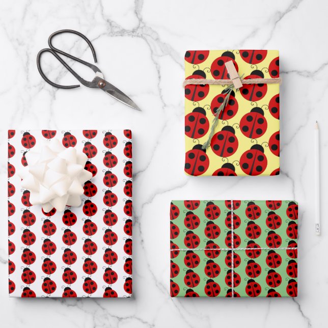 Ladybug Design Wrapping Paper Sheets (Front)