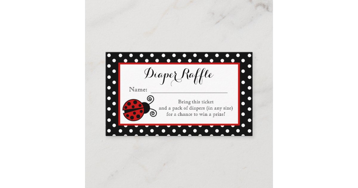 Ladybug Diaper Raffle Ticket Enclosure Card | Zazzle