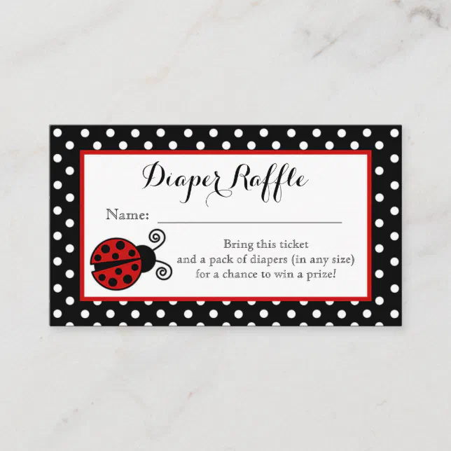 Ladybug Diaper Raffle Ticket Enclosure Card | Zazzle