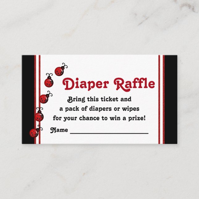 Ladybug Diaper Raffle Tickets Enclosure Card (Front)