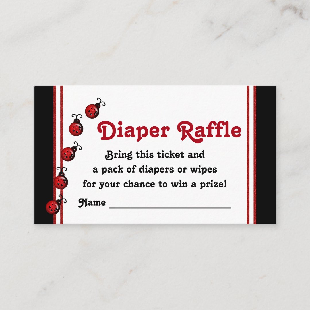Ladybug Diaper Raffle Tickets Enclosure Card | Zazzle