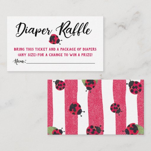 Ladybug Diaper Raffle Tickets Enclosure Card | Zazzle