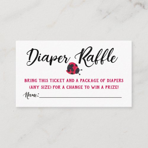 Ladybug Diaper Raffle Tickets Enclosure Card