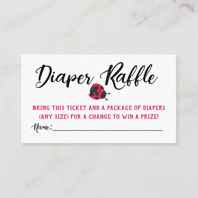 Ladybug Diaper Raffle Tickets Enclosure Card | Zazzle