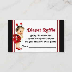 Ladybug Diaper Raffle Tickets Girl Baby Shower Enclosure Card
